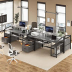 Bureau de jeu et de travail en L de 63 po avec lumière DEL, prise de courant et tiroirs verrouillables – Brun / Gris / Noir, 1 personne