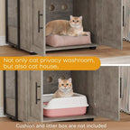 Cache-litière 2-en-1 pour chat avec 3 étagères et une porte