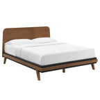 Lit plateforme Queen en noyer, style Mid-Century, pour 2 personnes
