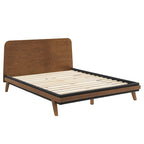 Lit plateforme Queen en noyer, style Mid-Century, pour 2 personnes