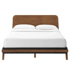 Lit plateforme Queen en noyer, style Mid-Century, pour 2 personnes
