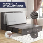 Lit escamotable convertible Murphy avec matelas, tiroir de rangement et station de recharge – Grand lit (Queen), 2 personnes