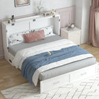 Lit escamotable convertible Murphy avec matelas, tiroir de rangement et station de recharge – Grand lit (Queen), 2 personnes