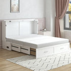 Lit escamotable convertible Murphy avec matelas, tiroir de rangement et station de recharge – Grand lit (Queen), 2 personnes
