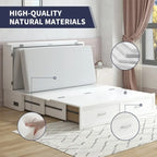 Lit escamotable convertible Murphy avec matelas, tiroir de rangement et station de recharge – Grand lit (Queen), 2 personnes
