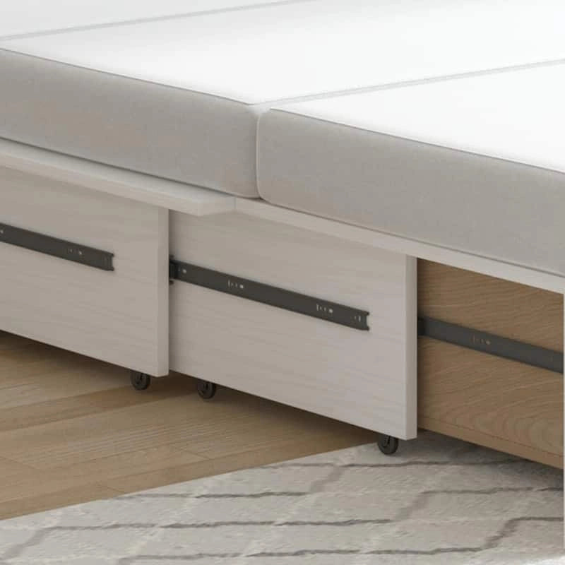 Lit escamotable convertible Murphy avec matelas, tiroir de rangement et station de recharge – Grand lit (Queen), 2 personnes
