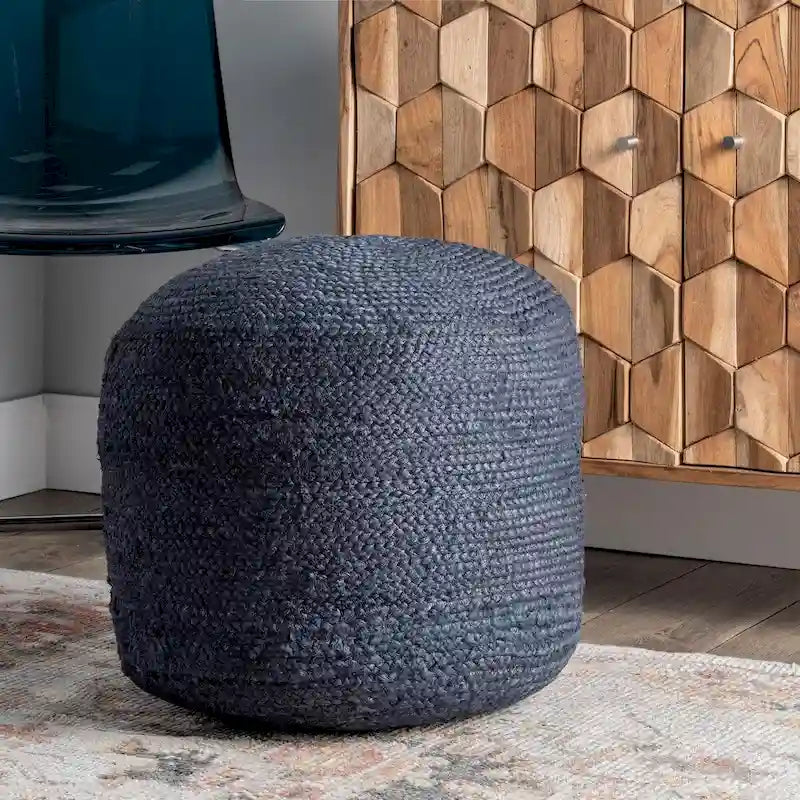 Pouf ottoman Nuloom Bristol tressé en jute solide