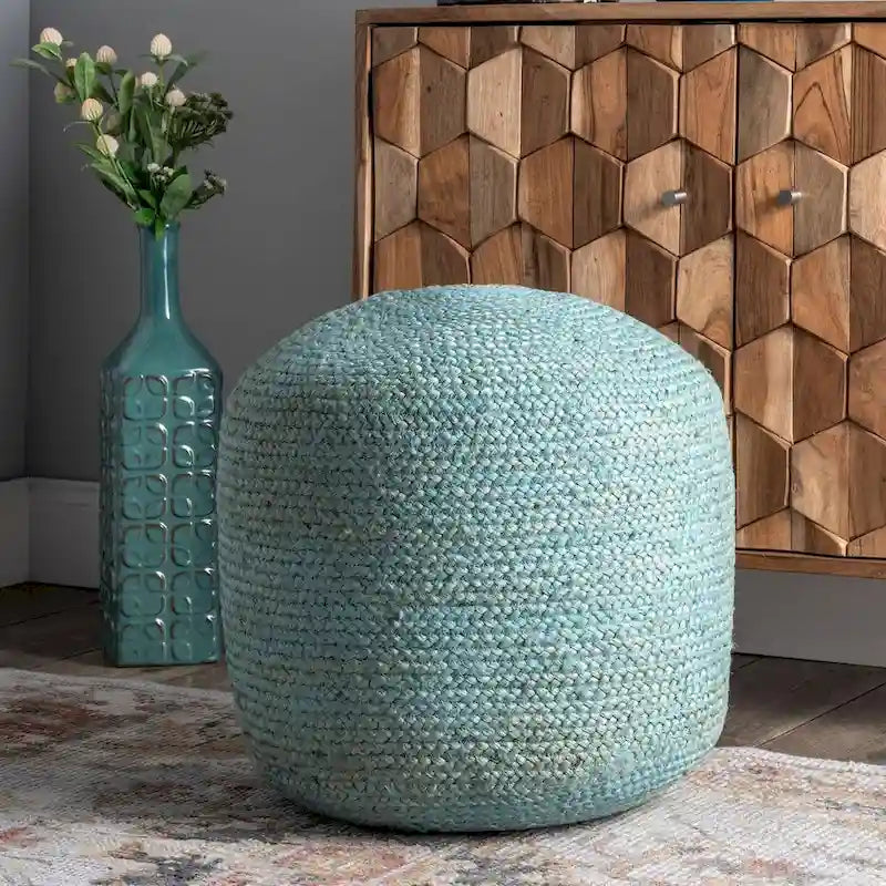 Pouf ottoman Nuloom Bristol tressé en jute solide
