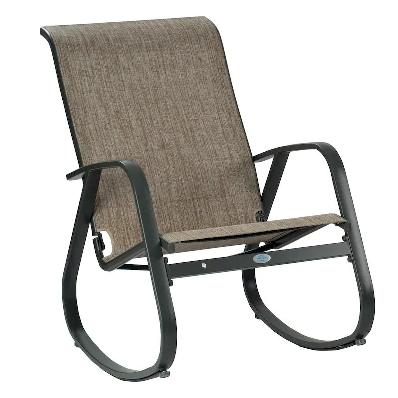 Chaise berçante d'extérieur, à sangle, bleue/beige/grise, 1 personne, capacité de 158 kg