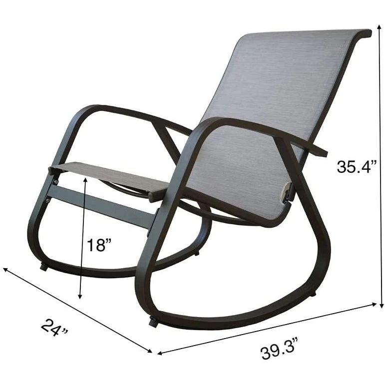 Chaise berçante d'extérieur, à sangle, bleue/beige/grise, 1 personne, capacité de 158 kg