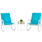 Chaise berçante d'extérieur, à sangle, bleue/beige/grise, 1 personne, capacité de 158 kg