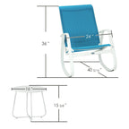 Chaise berçante d'extérieur, à sangle, bleue/beige/grise, 1 personne, capacité de 158 kg