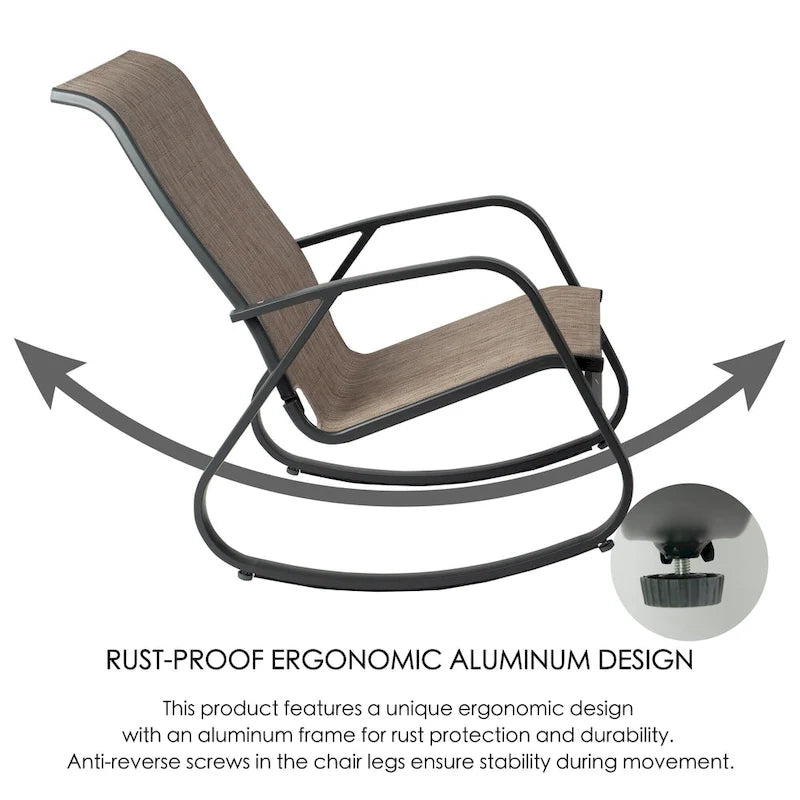 Chaise berçante d'extérieur, à sangle, bleue/beige/grise, 1 personne, capacité de 158 kg