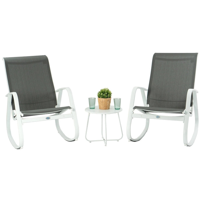 Chaise berçante d'extérieur, à sangle, bleue/beige/grise, 1 personne, capacité de 158 kg