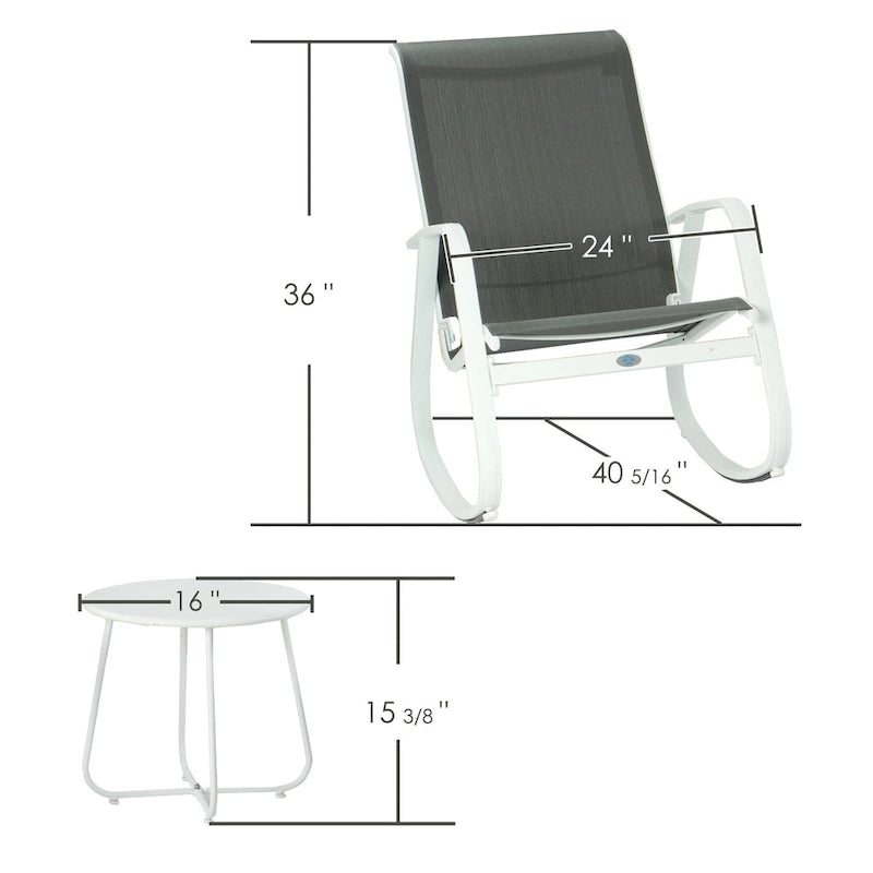 Chaise berçante d'extérieur, à sangle, bleue/beige/grise, 1 personne, capacité de 158 kg