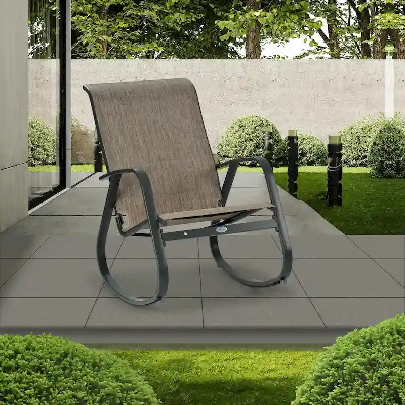 Chaise berçante d'extérieur, à sangle, bleue/beige/grise, 1 personne, capacité de 158 kg