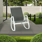 Chaise berçante d'extérieur, à sangle, bleue/beige/grise, 1 personne, capacité de 158 kg