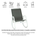 Chaise berçante d'extérieur, à sangle, bleue/beige/grise, 1 personne, capacité de 158 kg