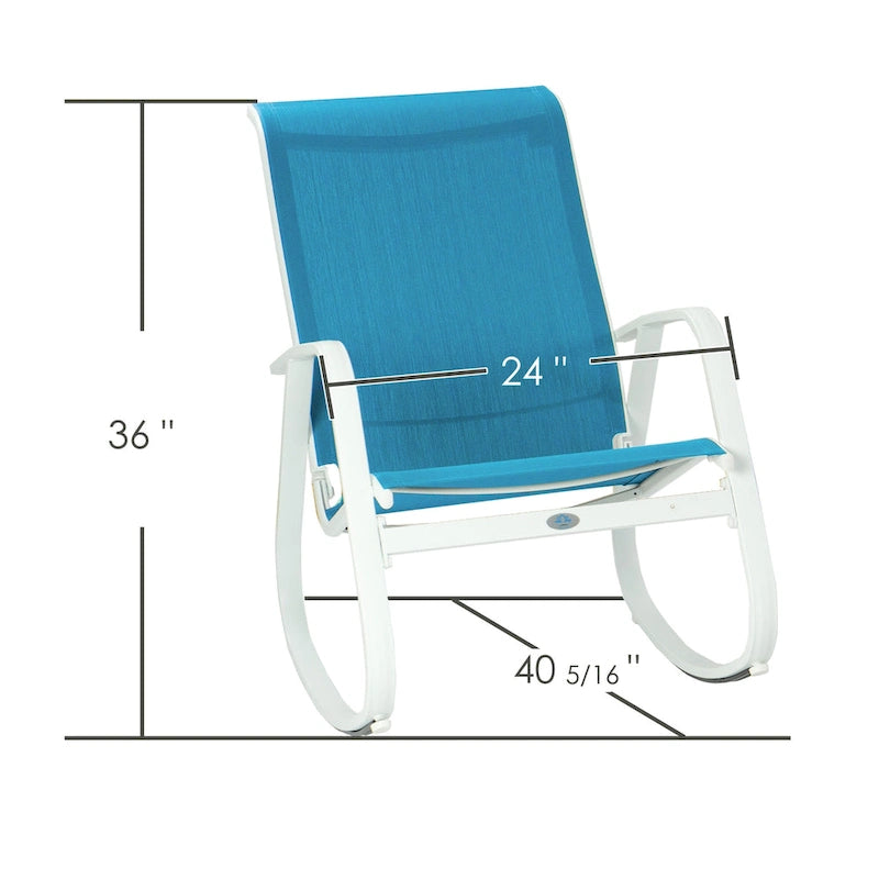 Chaise berçante d'extérieur, à sangle, bleue/beige/grise, 1 personne, capacité de 158 kg