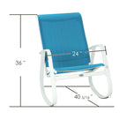 Chaise berçante d'extérieur, à sangle, bleue/beige/grise, 1 personne, capacité de 158 kg