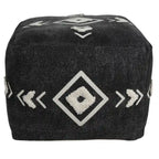 Ottoman HomeRoots 18 po en 100 % coton noir