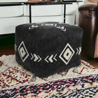 Ottoman HomeRoots 18 po en 100 % coton noir