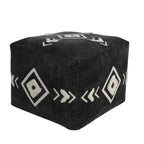 Ottoman HomeRoots 18 po en 100 % coton noir