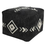 Ottoman HomeRoots 18 po en 100 % coton noir