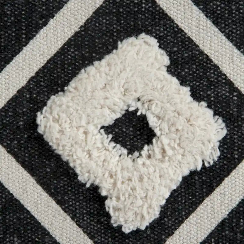 Ottoman HomeRoots 18 po en 100 % coton noir