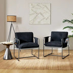 Lot de 2 fauteuils Rebeca à structure métallique moderne avec poches de rangement par HULALA HOME