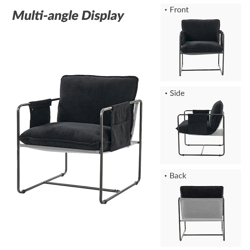 Lot de 2 fauteuils Rebeca à structure métallique moderne avec poches de rangement par HULALA HOME