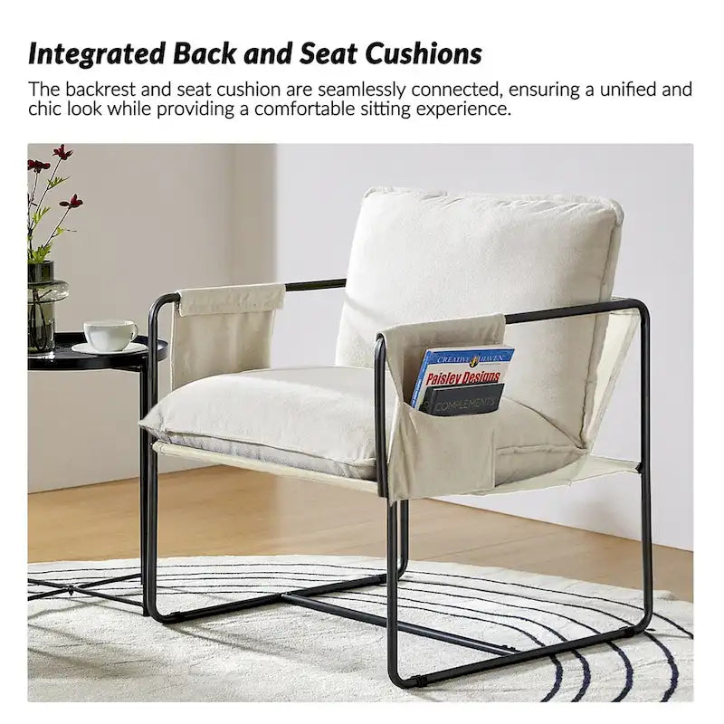 Lot de 2 fauteuils Rebeca à structure métallique moderne avec poches de rangement par HULALA HOME