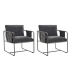 Lot de 2 fauteuils Rebeca à structure métallique moderne avec poches de rangement par HULALA HOME
