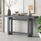 Console contemporaine avec plateau en bois et béton d'inspiration industrielle