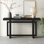 Console contemporaine avec plateau en bois et béton d'inspiration industrielle