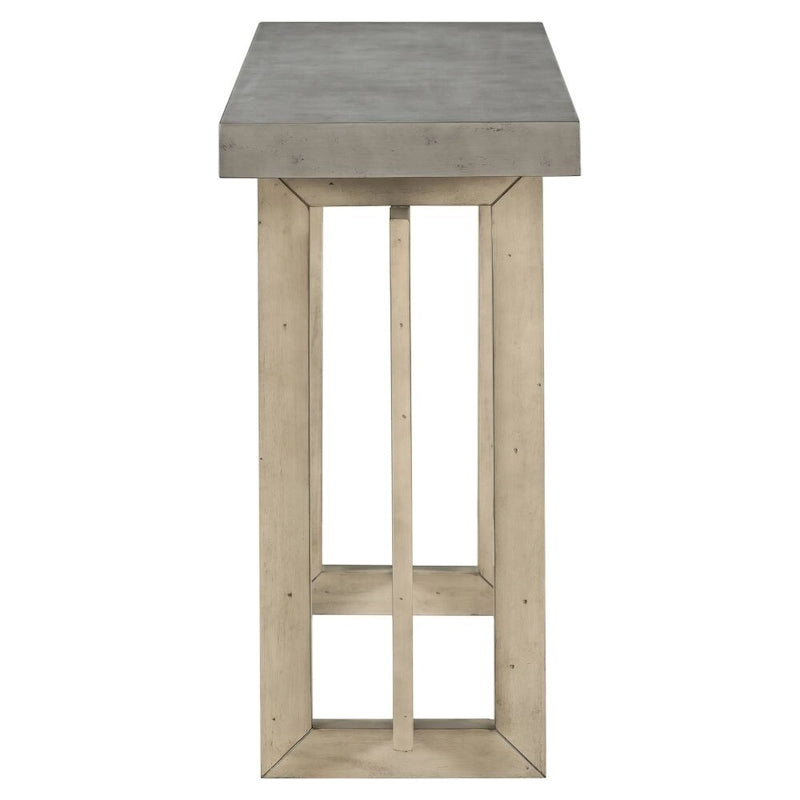 Console contemporaine avec plateau en bois et béton d'inspiration industrielle