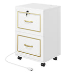Meuble de rangement mobile Moasis avec 2 tiroirs, support pour imprimante, compatible format A4, Lettre, meuble de classement avec station de charge