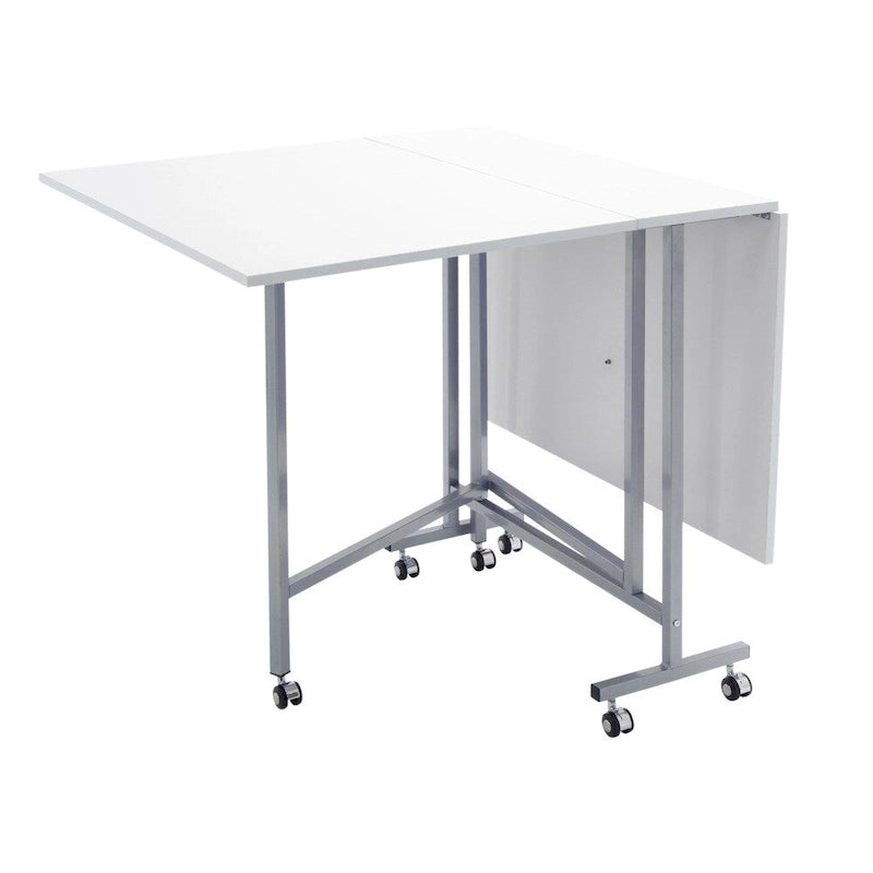Table pliante artisanat et coupe, blanc/argent, 1 personne