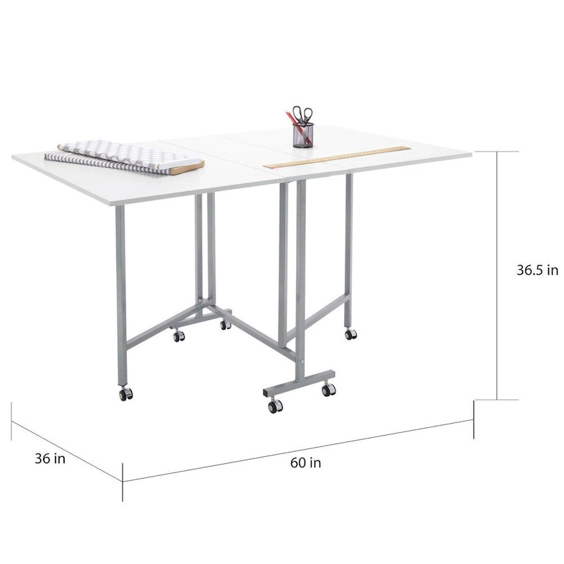 Table pliante artisanat et coupe, blanc/argent, 1 personne