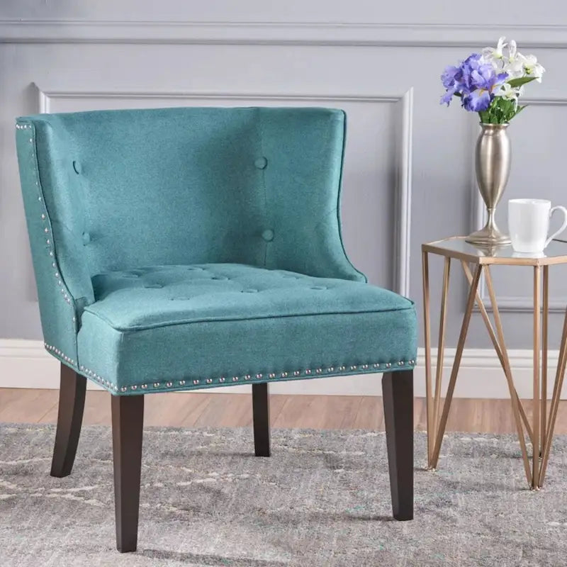 Fauteuil d'appoint en tissu, sarcelle foncée, pour salon et chambre