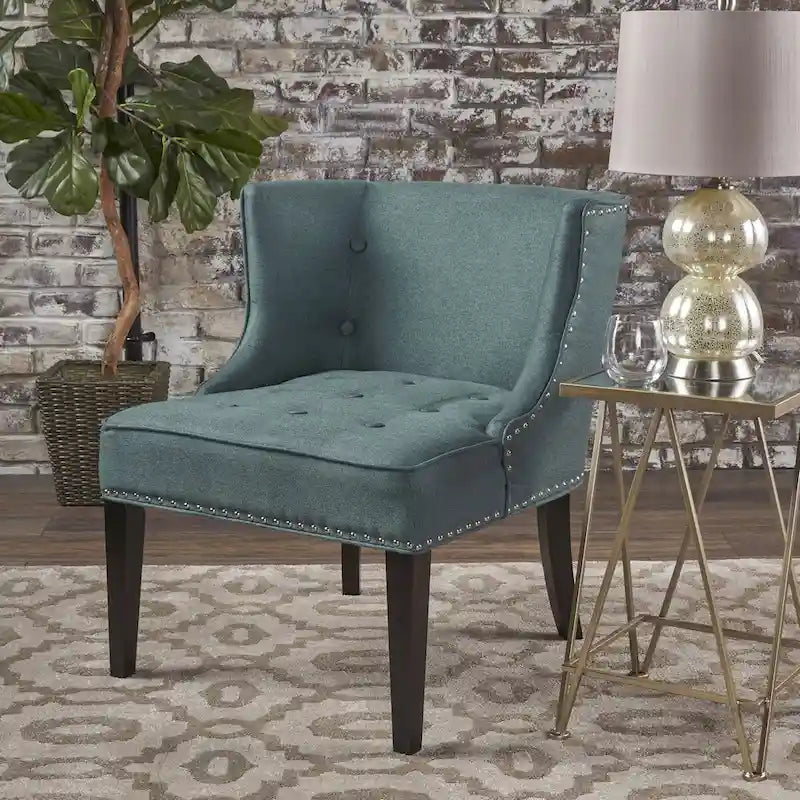 Fauteuil d'appoint en tissu, sarcelle foncée, pour salon et chambre