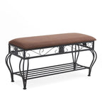 Banc à chaussures Mieres, Meuble à chaussures à 2 niveaux pour entrée, Organisateur de rangement avec siège rembourré, Banc de rangement à chaussures ouvert de 100 cm