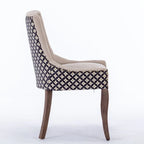 Chaise de salle à manger en tissu épais avec pieds en bois massif, lot de 2