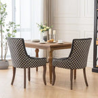 Chaise de salle à manger en tissu épais avec pieds en bois massif, lot de 2