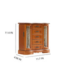 Boîte à bijoux en bois marron/blanc avec 5 tiroirs, miroir et crochet pour collier – 1 personne