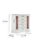 Boîte à bijoux en bois marron/blanc avec 5 tiroirs, miroir et crochet pour collier – 1 personne