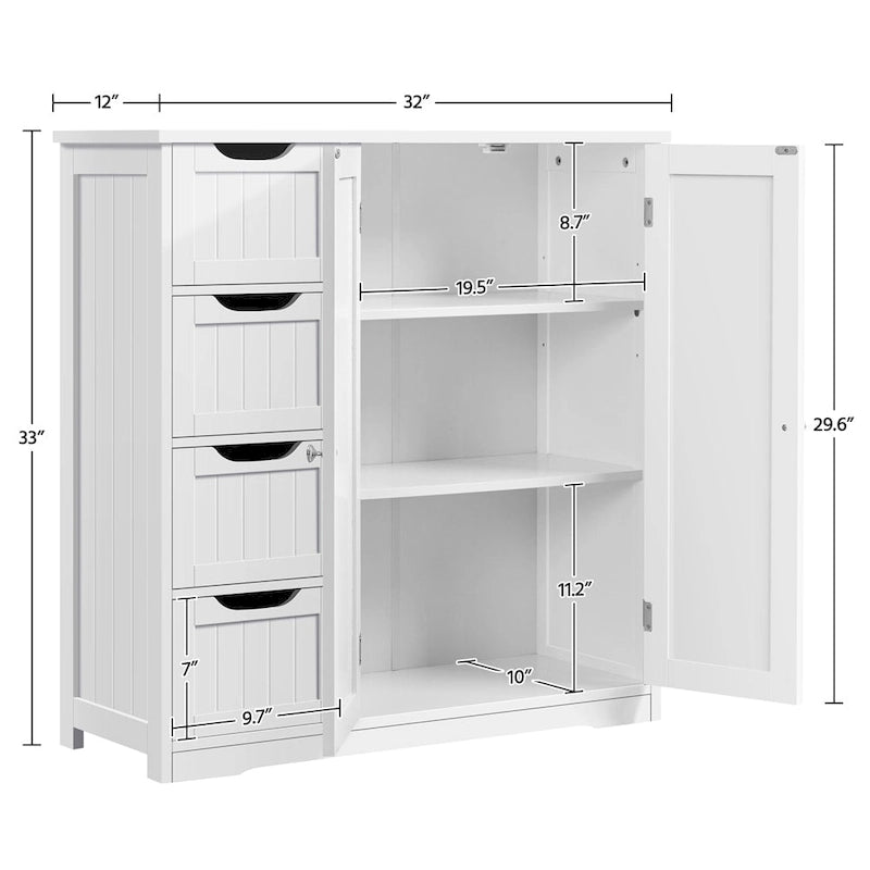 Meuble de Rangement de Salle de Bain Yaheetech avec Étagère Réglable, Blanc - N/A
