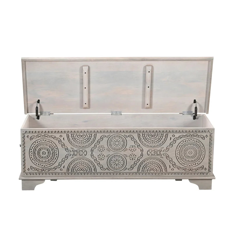 Banc de rangement en bois massif Clara