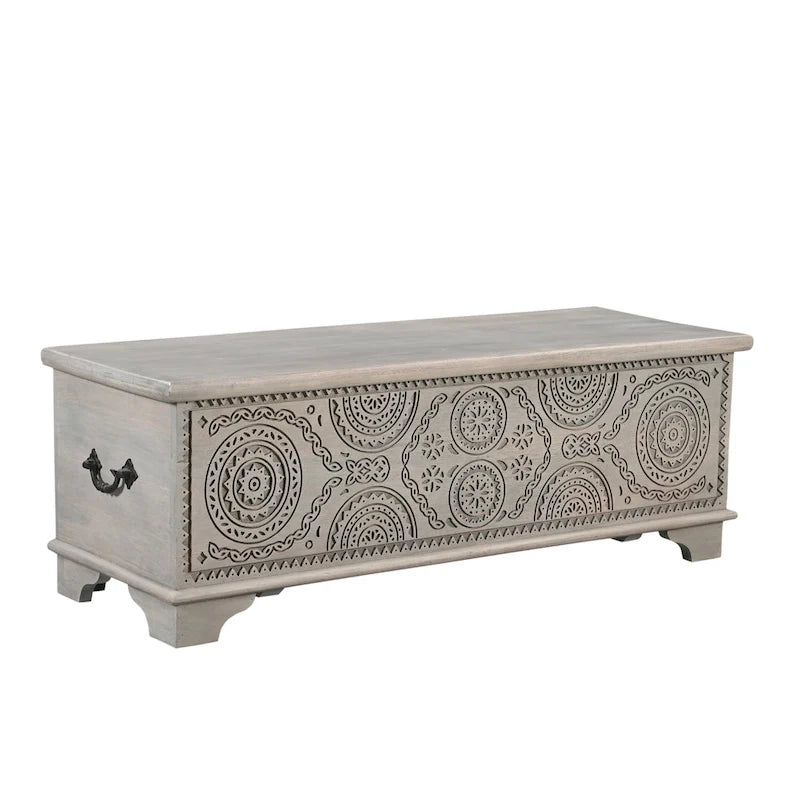 Banc de rangement en bois massif Clara