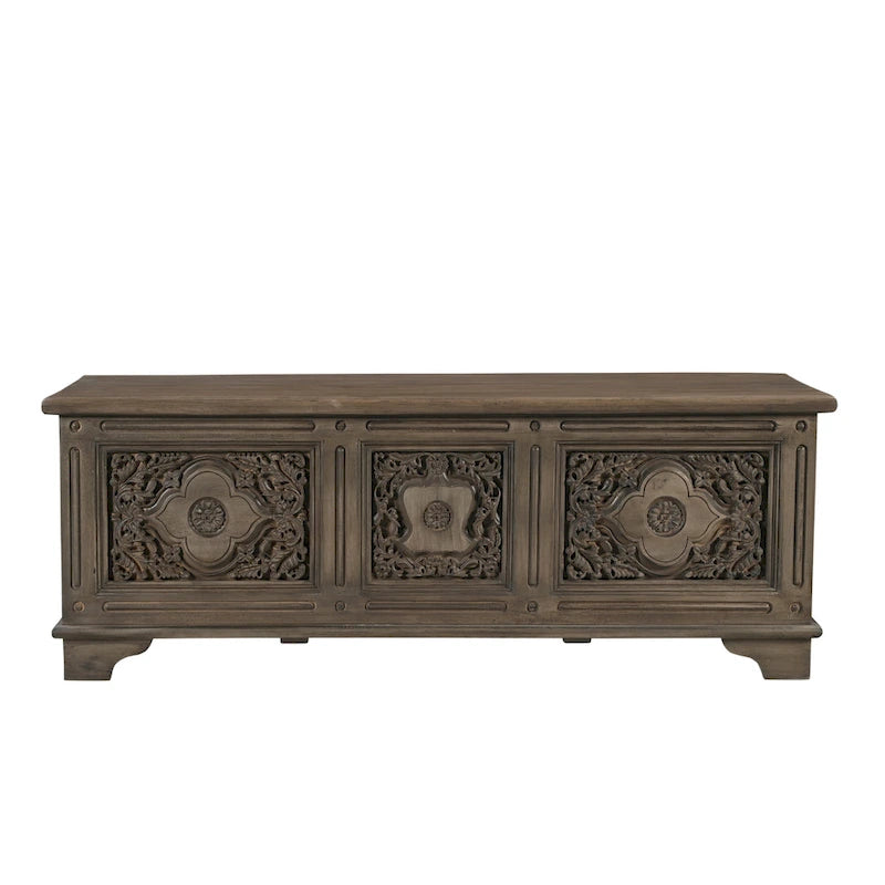 Banc de rangement en bois massif Clara